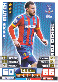 Jordon Mutch Crystal Palace 2014/15 Topps Match Attax New Signing #N14